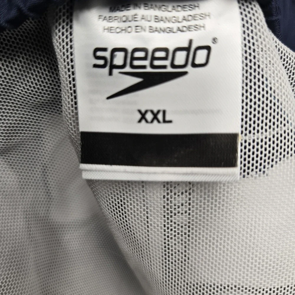 Speedo Men Swimwear XXL Gray Swim Trunks Colorblock Brand Logo Activewear 7